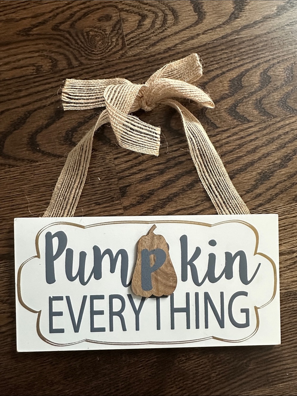Creative Co-Op Neutral Burlap Ribbon Hanging Sign